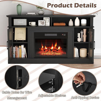 SIMOE Fireplace TV Stand up to 40'' 65'' TV, 58 inch Electric Fireplace TV - Image 4