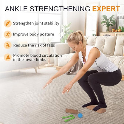 Cork Balance Board, Ankle Stability Trainer & Foot Strengthener, Textured - Image 2