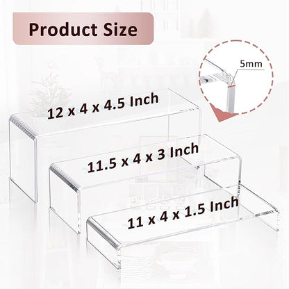 LFTYTUO 1 Set Large Acrylic Clear Display Risers, 3 Sizes 12" Rectangular - Image 4