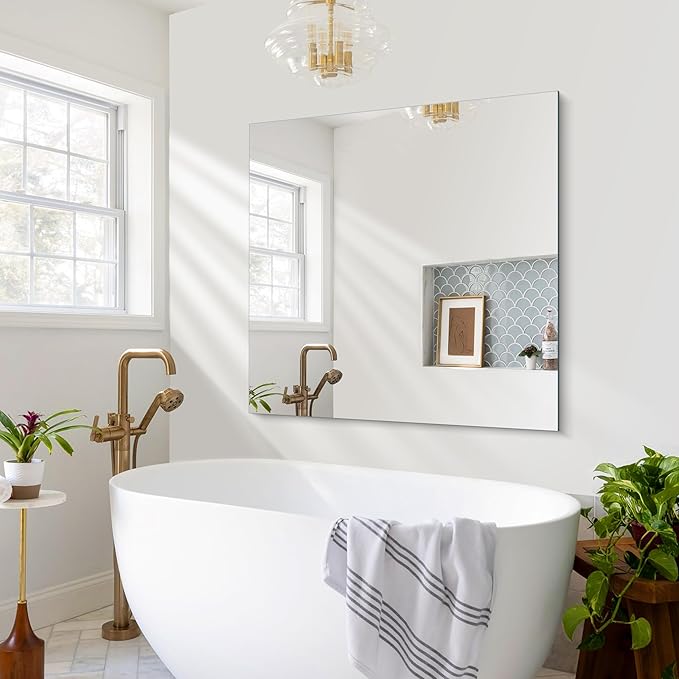 CILIBER Frameless Wall Mirror, 36x36 inch Square Bathroom Mirrors - Image 2