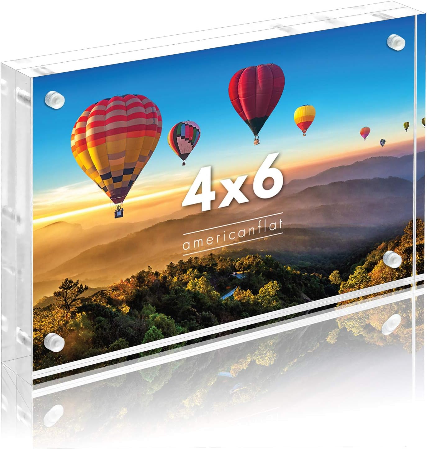 Americanflat 4x6 Acrylic Picture Frame - Double Sided Frames with Magnetic Corners - Transparent Acrylic Frames for Desk or Tabletop Display - 4x6 Picture Frame with Microfiber Cloth Included