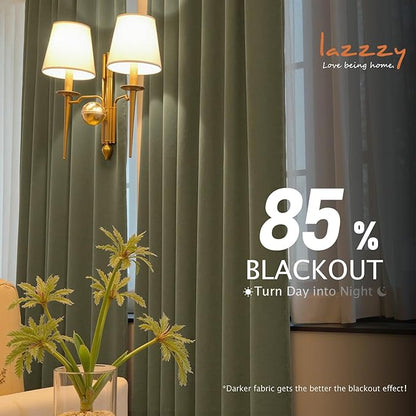 Lazzzy Velvet Blackout Curtains Thermal Insulated Room Window Drapes Super Soft - Image 8