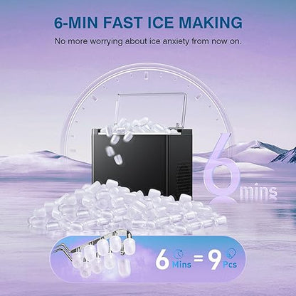 Ice Makers Countertop, 9 Ice Cubes in 6 Mins Portable Ice Maker, 2 Sizes of - Image 2
