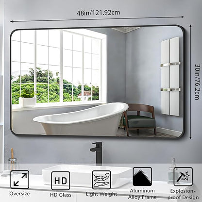 FORBATH Black Bathroom Mirror, Rectangular Vanity Mirror 30 x 48 Inch Wall - Image 6