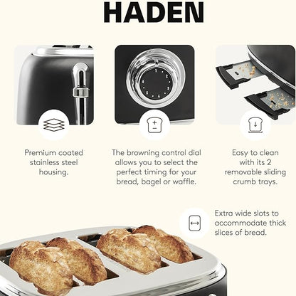 Haden Heritage 4 Slice Wide Slot Stainless Steel Toaster - Image 3