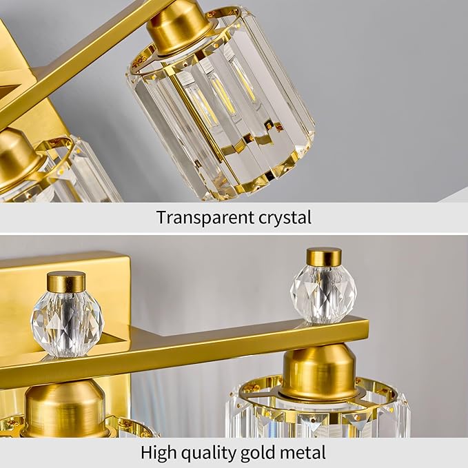 FDPBY Bathroom Vanity Lights 3-Light Gold Modern Crystal Vanity Light Fixtures - Image 4