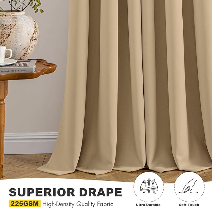 MIULEE Taupe Brown Blackout Curtains - Image 5