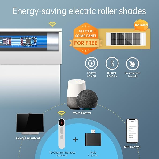 DENFOON Motorized Blinds with Remote, Thermal ElectricBlinds【Solar Panel】 - Image 2