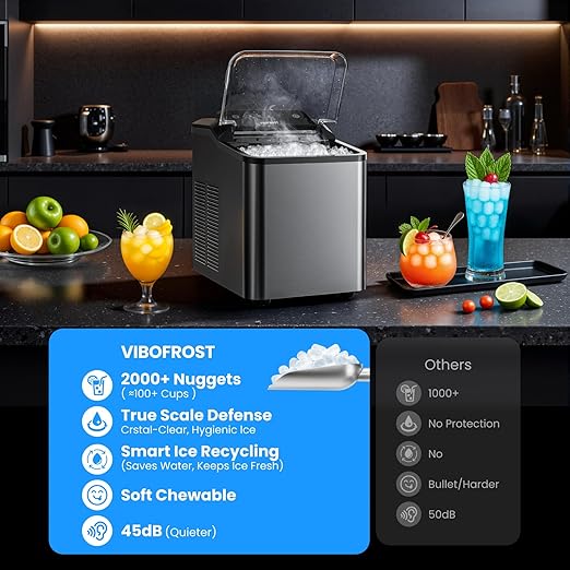 Nugget Ice Maker Countertop, 35lbs/24H Sonic & Chewable Pellet Ice, Portable - Image 4