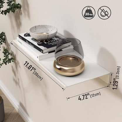 Danpoo White Floating Shelf for Wall Storage, Metal Wall Shelf for Living - Image 3