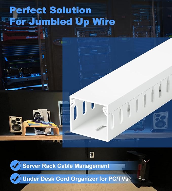 ZhiYo 99in Server Rack Cable Management Raceway, H1.4in x W1.6in Cable Raceway - Image 4