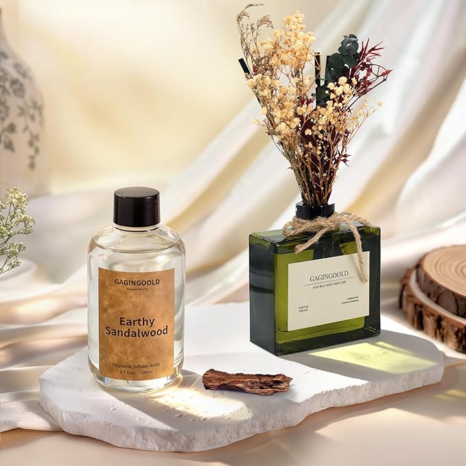 Earthy Sandalwood Scented Reed Diffuser Oil Refill - Image 3
