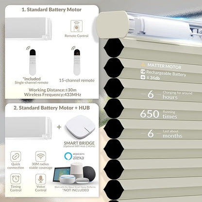 Boolegon No Drill Motorized Cellular Blinds - Image 3