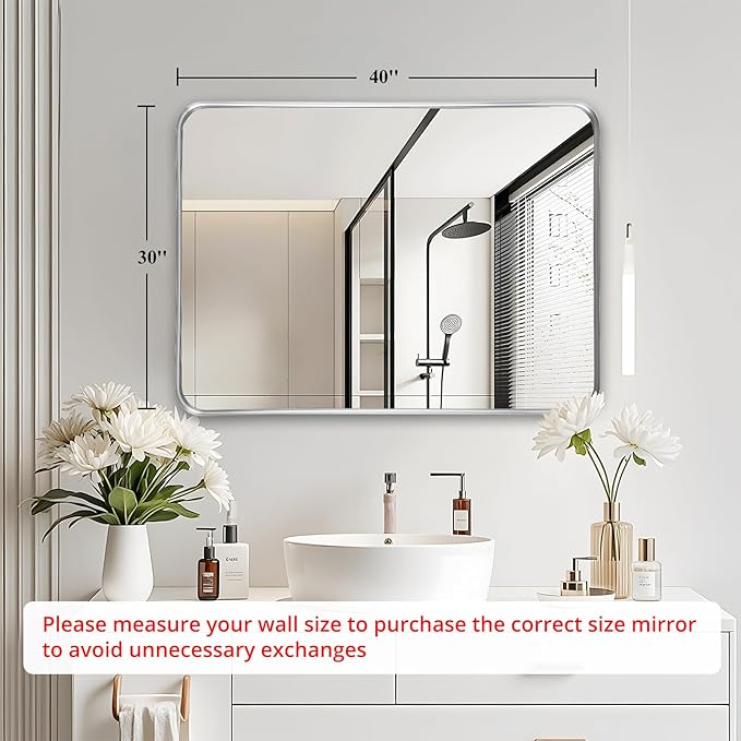 Fabuday Bathroom Mirror Silver 30x40 Inch - Image 3