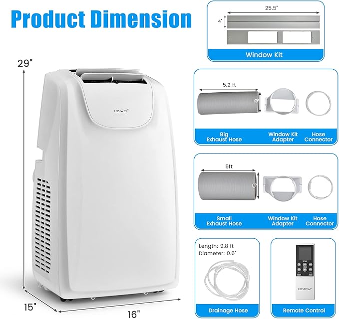 COSTWAY 11, 500 BTU Portable Air Conditioner, - Image 7