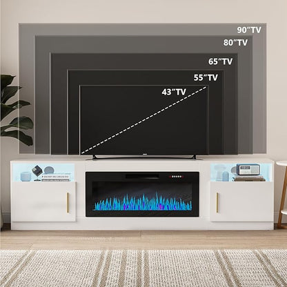 VITESSE TV Stand with 36" inch Electric Fireplace Up to 90" TVs, LED Light - Image 4