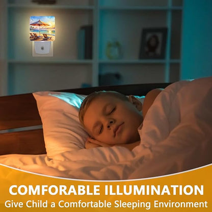 GANTINIR Watercolor Ocean Beach Sunrise Night Light, Plug-into Lounger - Image 4