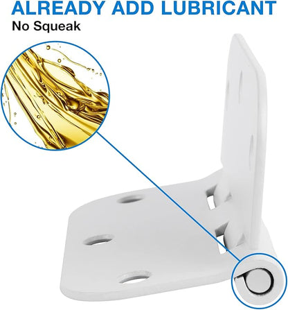 6 Pack 3.5 Inch Door Hinges White Matte Rounded 3 1/2 Inch Noise Free Iron - Image 5