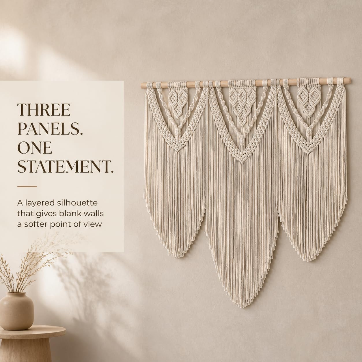 oiikain Large Macrame Wall Hanging Tapestry Boho Woven Wall Decor, rhombus | Handmade Natural Rope Woven Design 43"x32" Large Size For Bedroom Living Room Nursery Wedding And Bohemian Home Decor