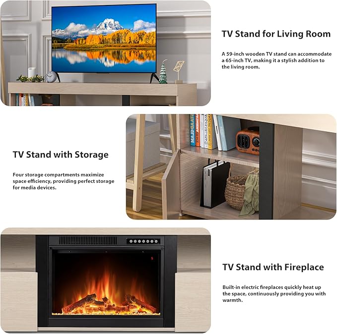 59" Electric Fireplace TV Stand - Image 5