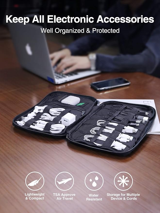 Luxtude Cord Organizer Travel, Flat Cable Organizer Bag, Portable Electronics - Image 2