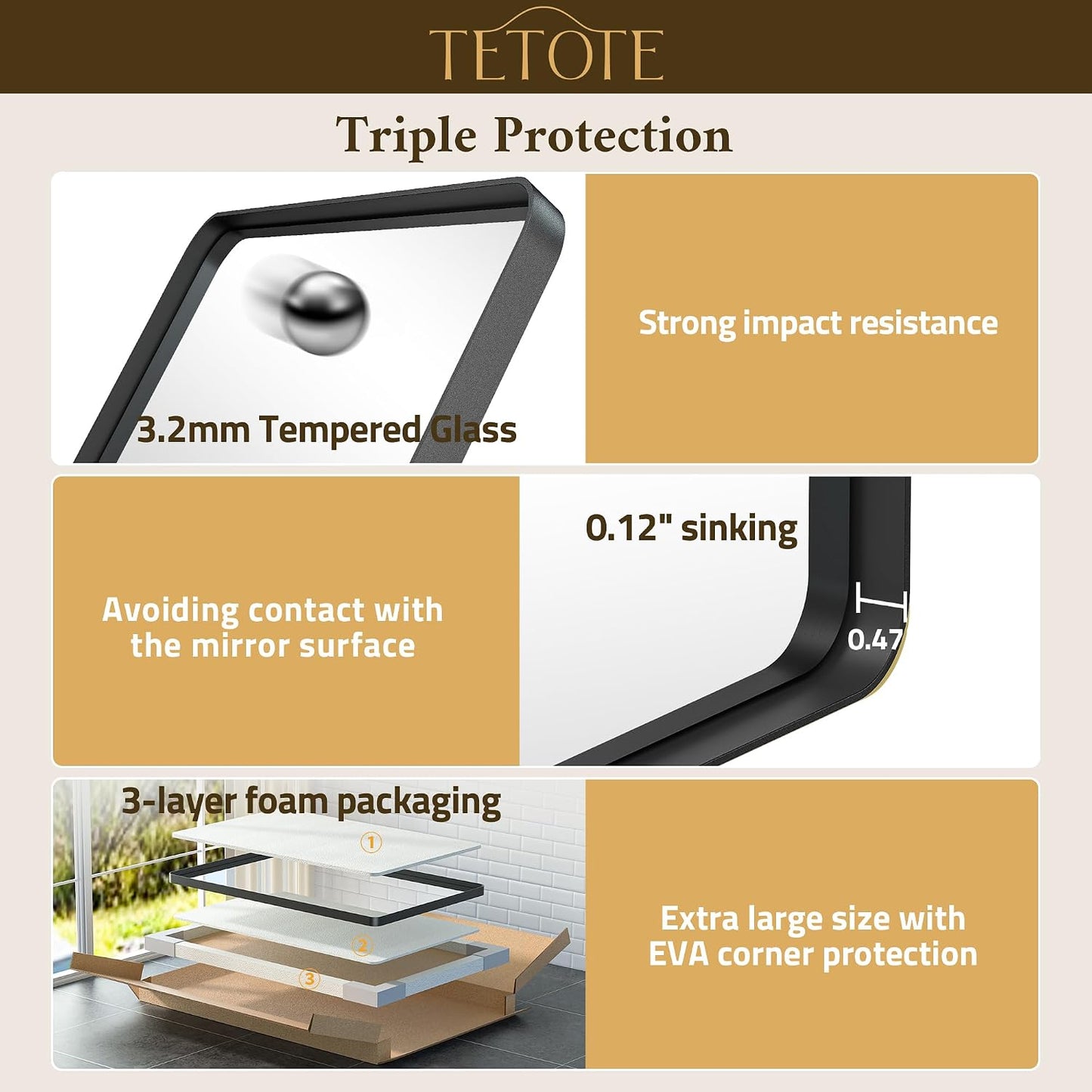 Black Bathroom Mirror 20 x 30 Inch Matte Black Bathroom Mirrors, Tempered Glass, Modern Farmhouse Wall Mounted Mirror for Decorative(Horizontal/Vertical)