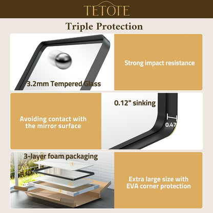 Black Bathroom Mirror 20 x 30 Inch Matte Black Bathroom Mirrors, Tempered Glass, Modern Farmhouse Wall Mounted Mirror for Decorative(Horizontal/Vertical)