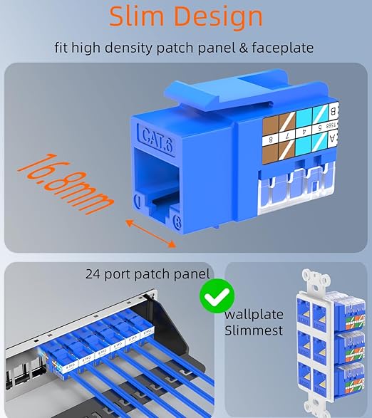 Rapink RJ45 Keystone Jack Cat6 10G Support, Cat6 Keystone Jacks UTP 50 Pack - Image 2