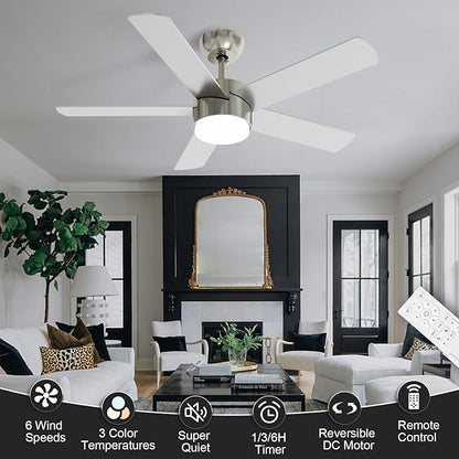 POCHFAN 42 Inch Brushed Nickel Ceiling Fans - Image 6