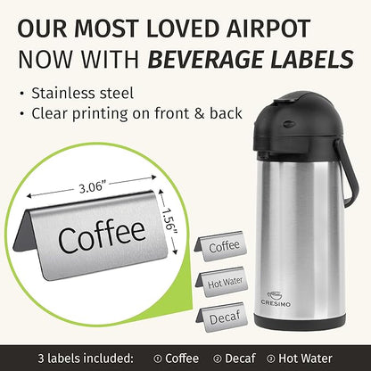 Cresimo Coffee Carafe for Keeping Hot 102oz Airpot Coffee Dispenser - 3L - Image 2