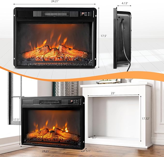 ROVSUN 23" Electric Fireplace Inserts - Image 6