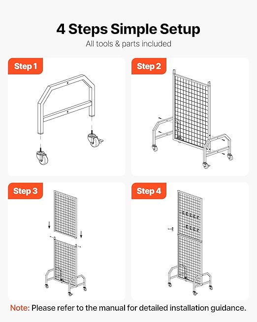 VEVOR 3 Packs Grid Wall Panels, 1.9 x 5.4 ft Wire Grid Panels Display Rack - Image 5