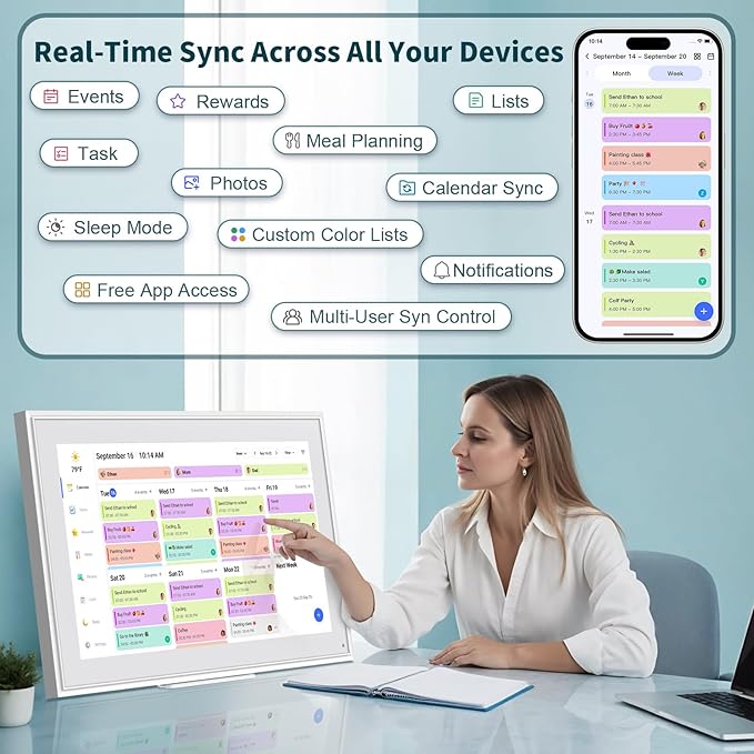Canupdog Digital Calendar, 21.5 Inch Electronic Calendar Chore Chart & Wall - Image 3