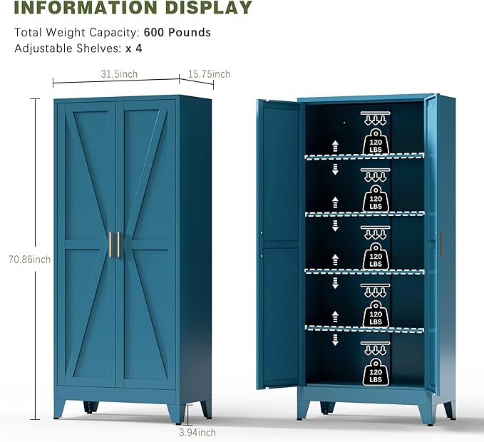 COFaR Home Farmhouse Storage Cabinet - Image 2