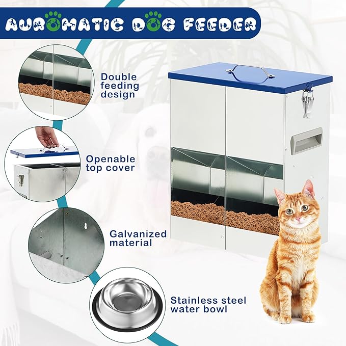 Automatic Feeder for 2 Cats Outdoor Galvanized 42cups/10l Double Feeder - Image 3
