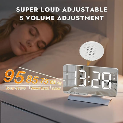SZELAM Digital Clock, Alarm Clock Bedside, 7.3'' Large LED Mirror - Image 5