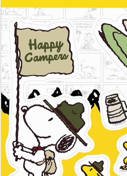 Peanuts Snoopy Happy Campers Adhesive Vinyl Decal Pack | Cute Snoopy Stickers for Window or Water Bottle, 1 pack (6 count)