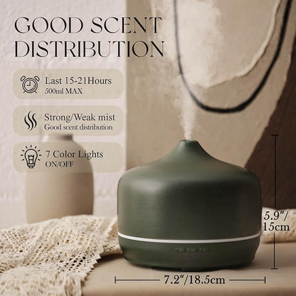 Porseme 500ml Ceramic Essential Oil Diffuser Aromatherapy Ultrasonic Cool Mist - Image 2