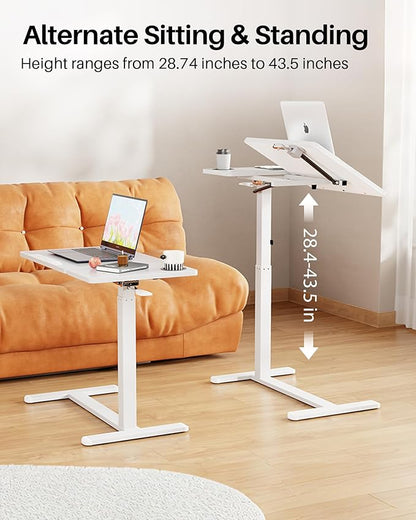 Overbed Table with Wheels, Pneumatic Height Adjustable Overbed Bedside Table - Image 3