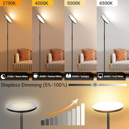 marctronic Upgraded Torchiere Floor Lamp, 36W 3600LM Super Bright LED Floor Lamp - Image 3