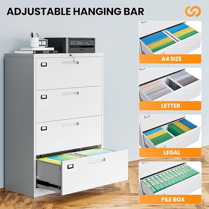 4 Drawer File Cabinets for Home Office, Metal Filing Cabinet - Image 5