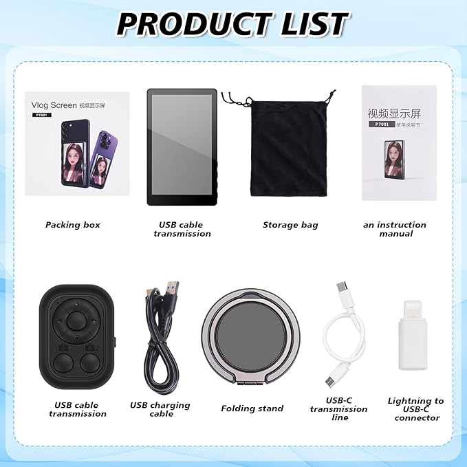 LANBOUY Selfie Screen Back Camera Monitor Phone Vlog Magnetic Selfie Screen - Image 7