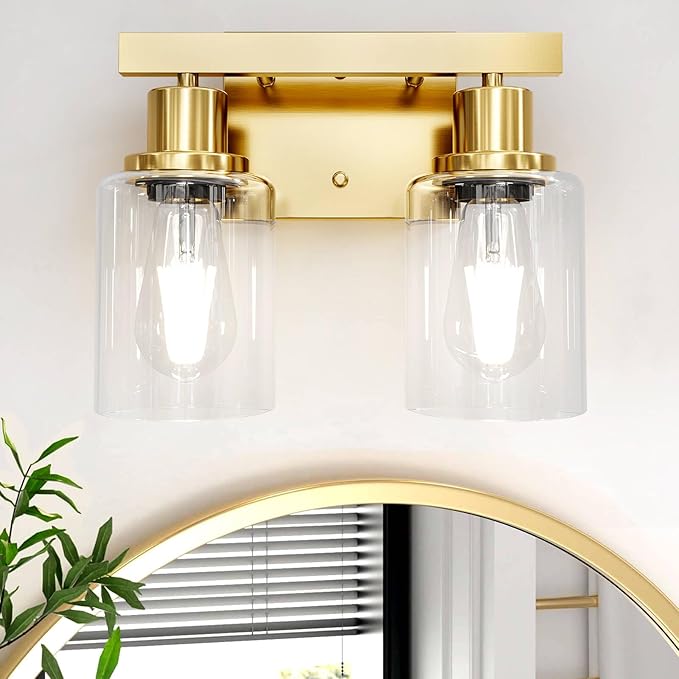 DIKAIDA 2-Light Brushed Gold Vanity Lights by DIKAIDALights