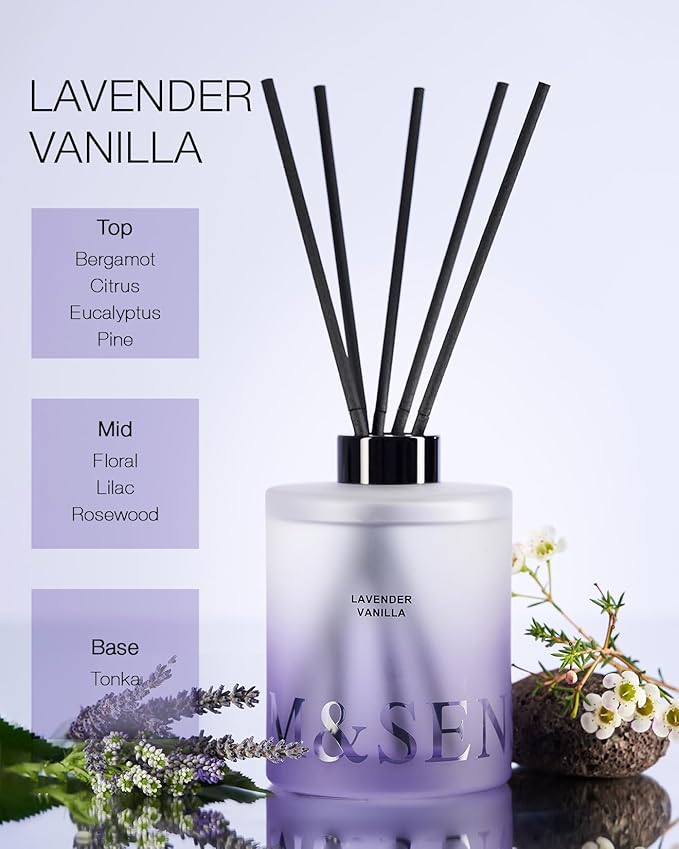 M&SENSE Lavender Vanilla Reed Diffuser Set - Image 2