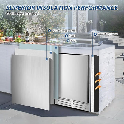 24 Inch Beverage Refrigerator Outdoor, Under Counter Beverage Cooler - Image 4