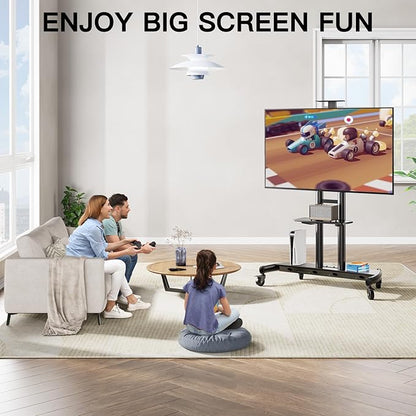 PERLESMITH Mobile TV Stand for 55-90 Inch Flat/Curved Screen TV Max VESA - Image 7