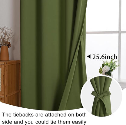 JIUZHEN Olive Green Blackout Curtains - Image 6