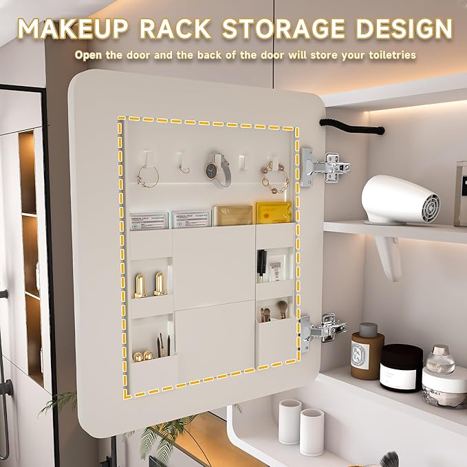 35x28 Inch Bathroom Mirror Cabinet - Image 4
