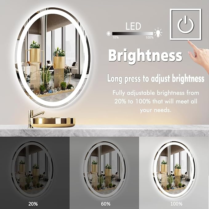 28 x 36 Inch Oval LED Vanity Mirror - Image 3