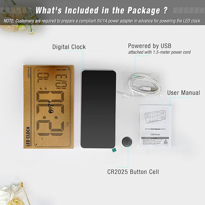 KOSUMOSU Digital Alarm Clock for Bedroom, 6.7in Small Digital Clock, Auto - Image 4